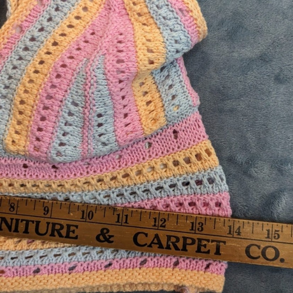 Hollister Crochet Knit Crop Top Pastel Stripe Tie Back Halter Boho Womens Small - Picture 4 of 10